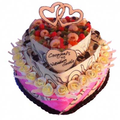 "White Chocolate double Heart shape cake - 6kgs - Click here to View more details about this Product
